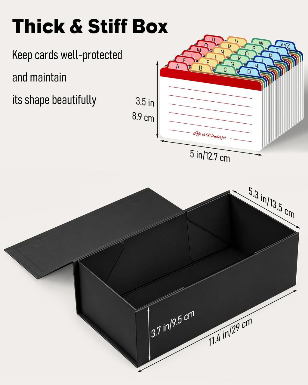 Uniclife 3x5 Index Card Holder with A-Z Tab Dividers, 1500 Card Capacity
