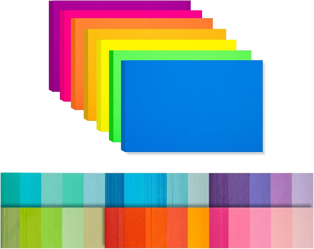 Index Cards 301-Count 3x5 Inch,178GSM Heavyweight Set of 7 Fluorescent Colors Paper