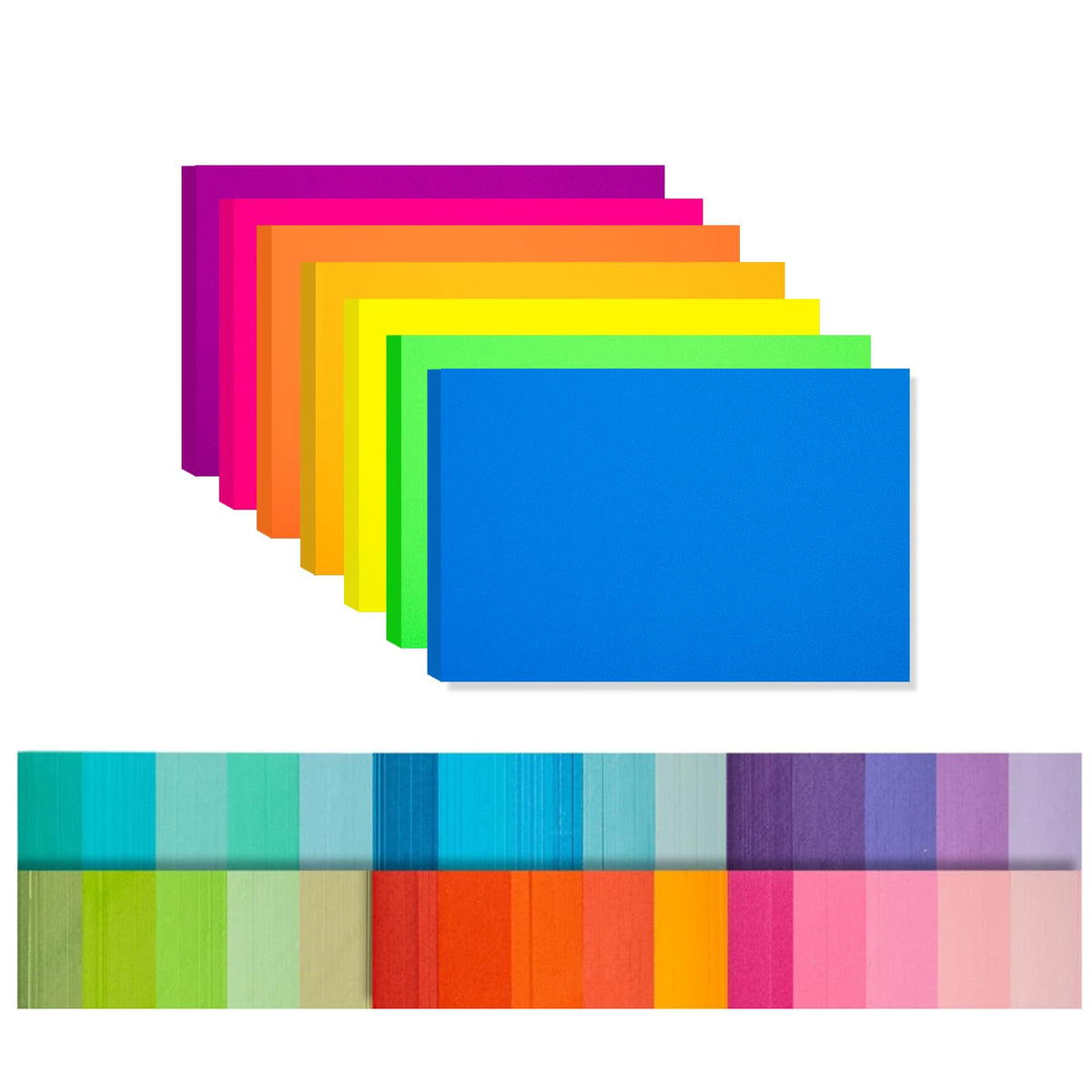 Index Cards 301-Count 3x5 Inch,178GSM Heavyweight Set of 7 Fluorescent Colors Paper