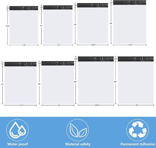 10Pack 17.7x22" White Poly Mailers - Self Sealing