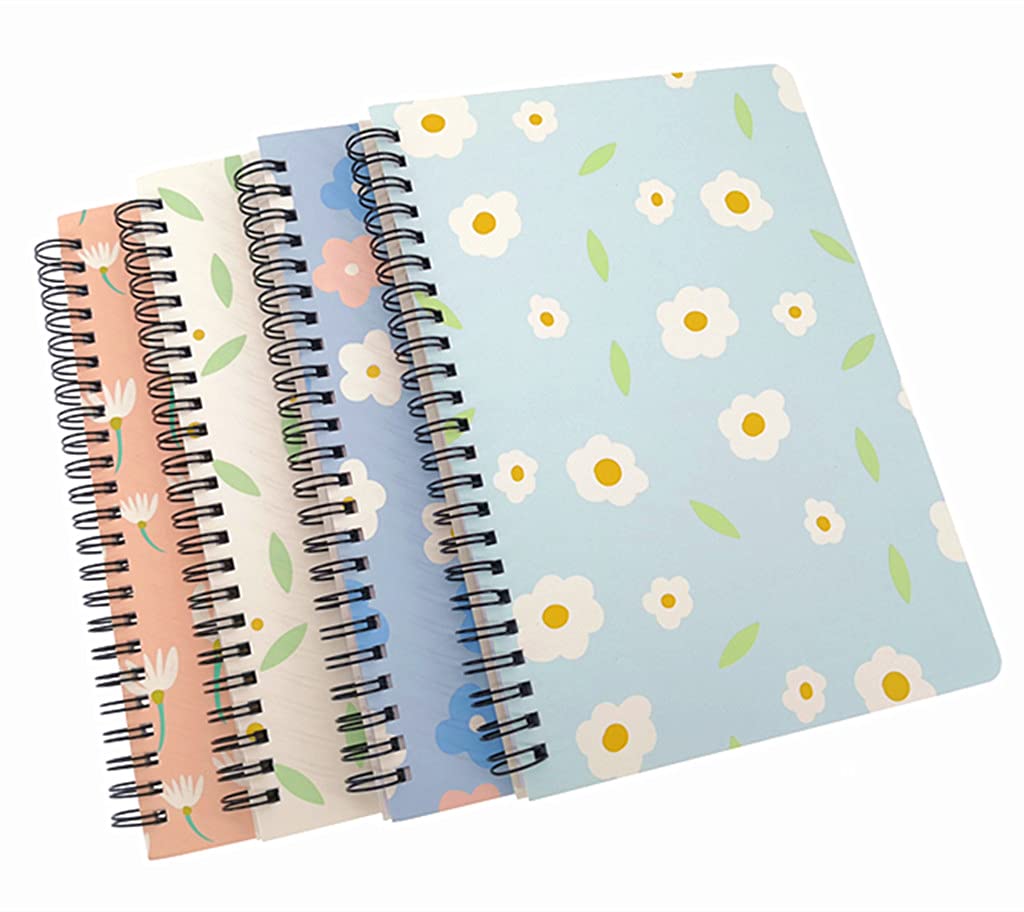 4 Pack A5 Spiral Notebook Journal,Wirebound Ruled Sketch Book Notepad Diary Memo Planner