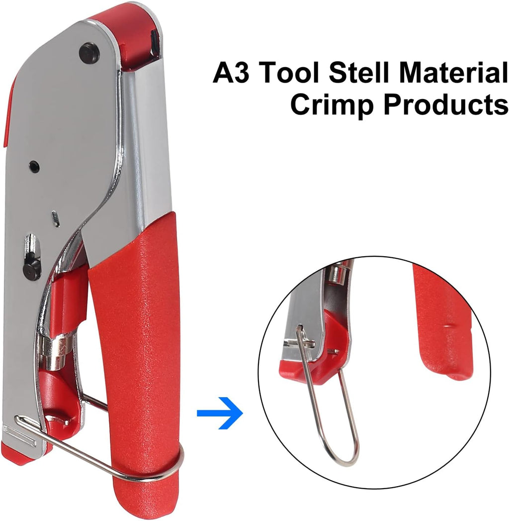 DIANN Coax Cable Crimper Coaxial Compression Tool Kit Wire Stripper with 10pcs F RG6 RG59