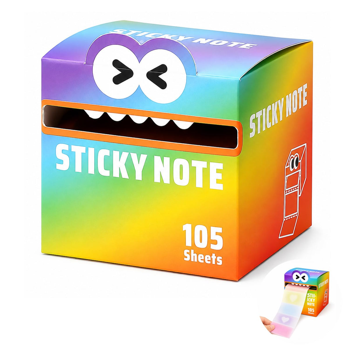 105 Sheets Transparent Pull-Out Sticky Notes,Cute Fruit Monster Pop Up Sticky Notes