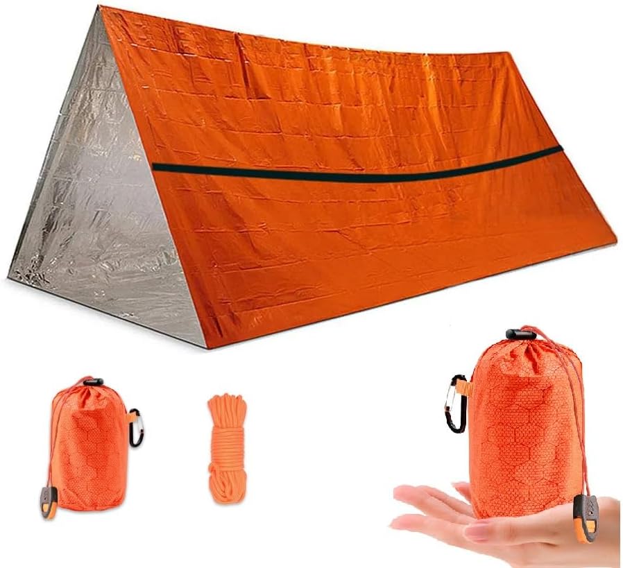 2 Person Emergency Survival Sleeping Bag Thermal Bivy Shelter Tent Kit Mylar Tube