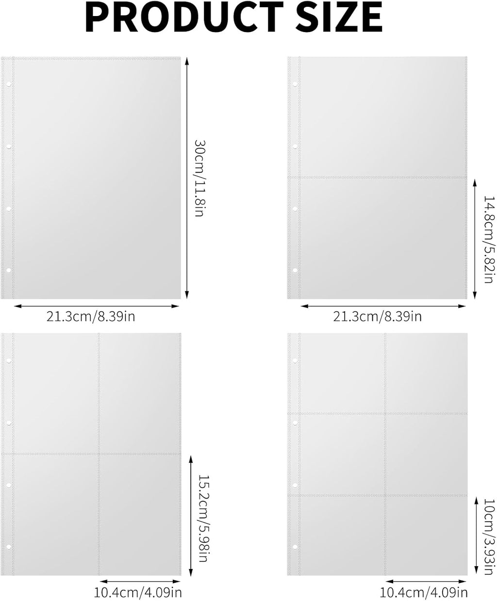 40 Pack A4 Clear Binder Organizer Sleeves 1/2/4/6 Pocket Sheets Protectors