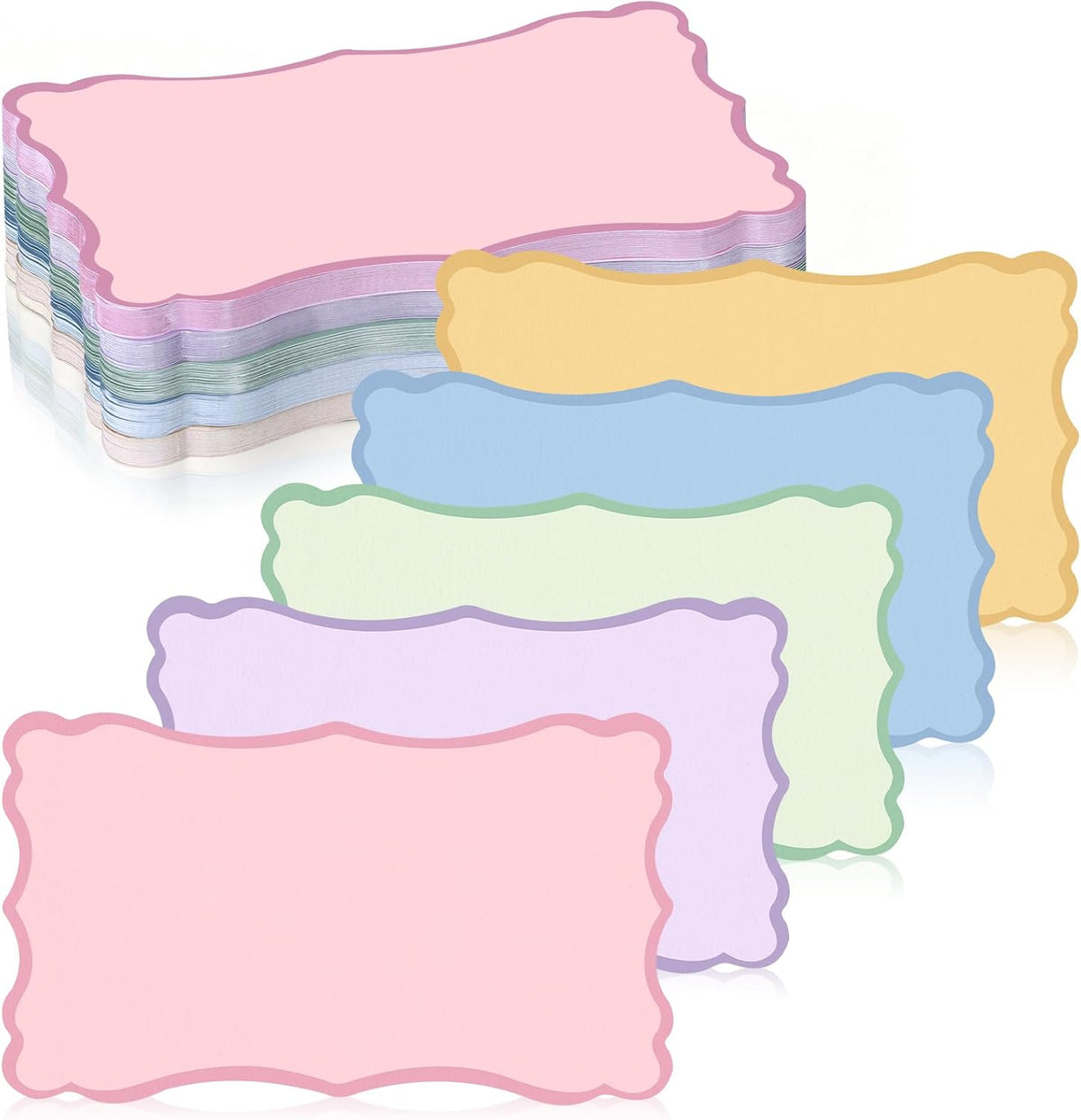 150 Pack Colored Scalloped Index Cards 3x5 Inch Blank Decorative Notecards