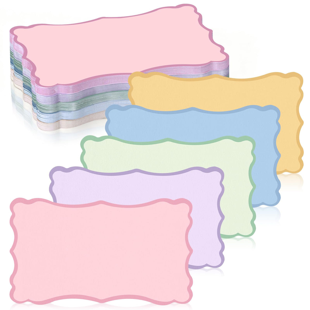 150 Pack Colored Scalloped Index Cards 3x5 Inch Blank Decorative Notecards
