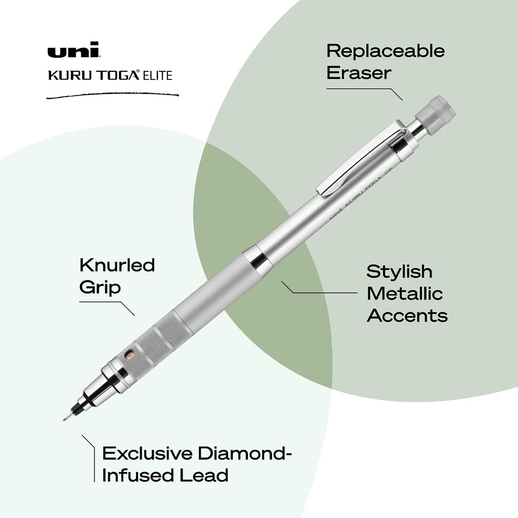 uniball™ Kuru Toga Elite Mechanical Pencil Kit, 0.5mm, HB, Silver, 1 Pack