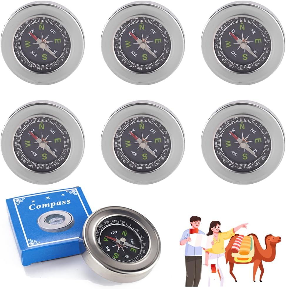6pcs Orienteering Compass, Aluminum Alloy, Waterproof, Map Compass, Outdoor, Hiking