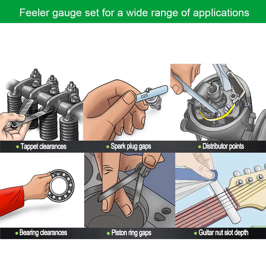 32 Blades Straight Feeler Gauges (0.0015-0.035") and 16 Pieces Offset Feeler Gauge