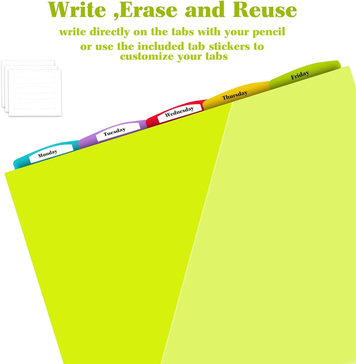 INFUN Plastic 5-Tab Binder Dividers with 2 Pockets - 3 Sets