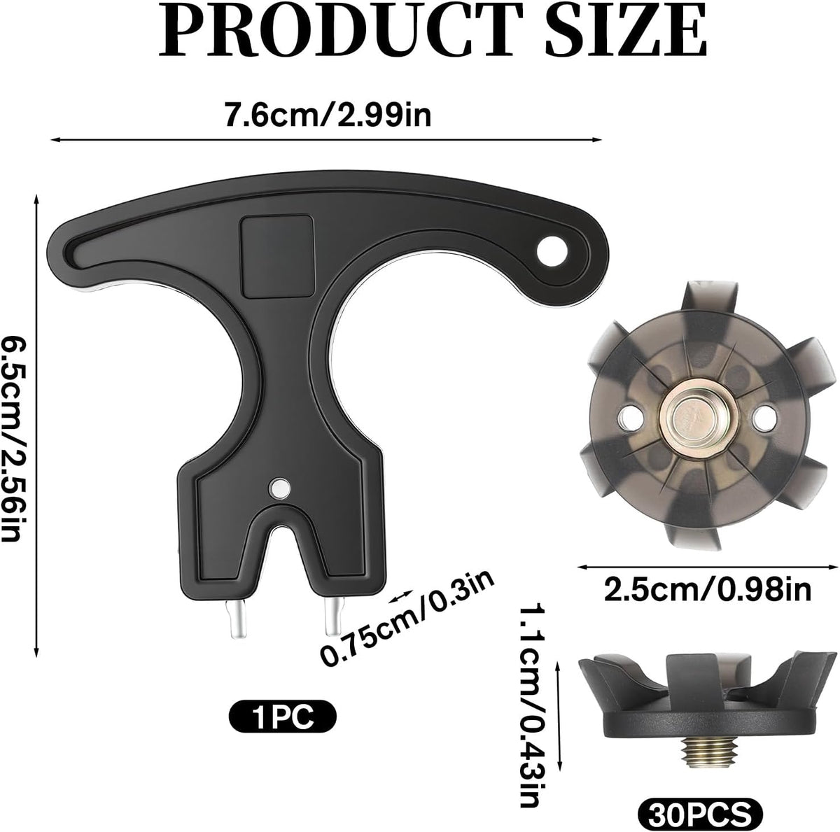 31 Pcs Golf Spikes for Any Shoe Includes 30 PCS Golf Spikes Replacement Black Cleats