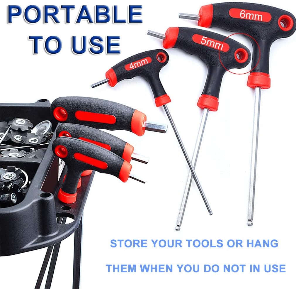 Bike Hex Allen Key Wrench Set - 4/5/6mm Bicycle T-handle Energy Saving Hex Key