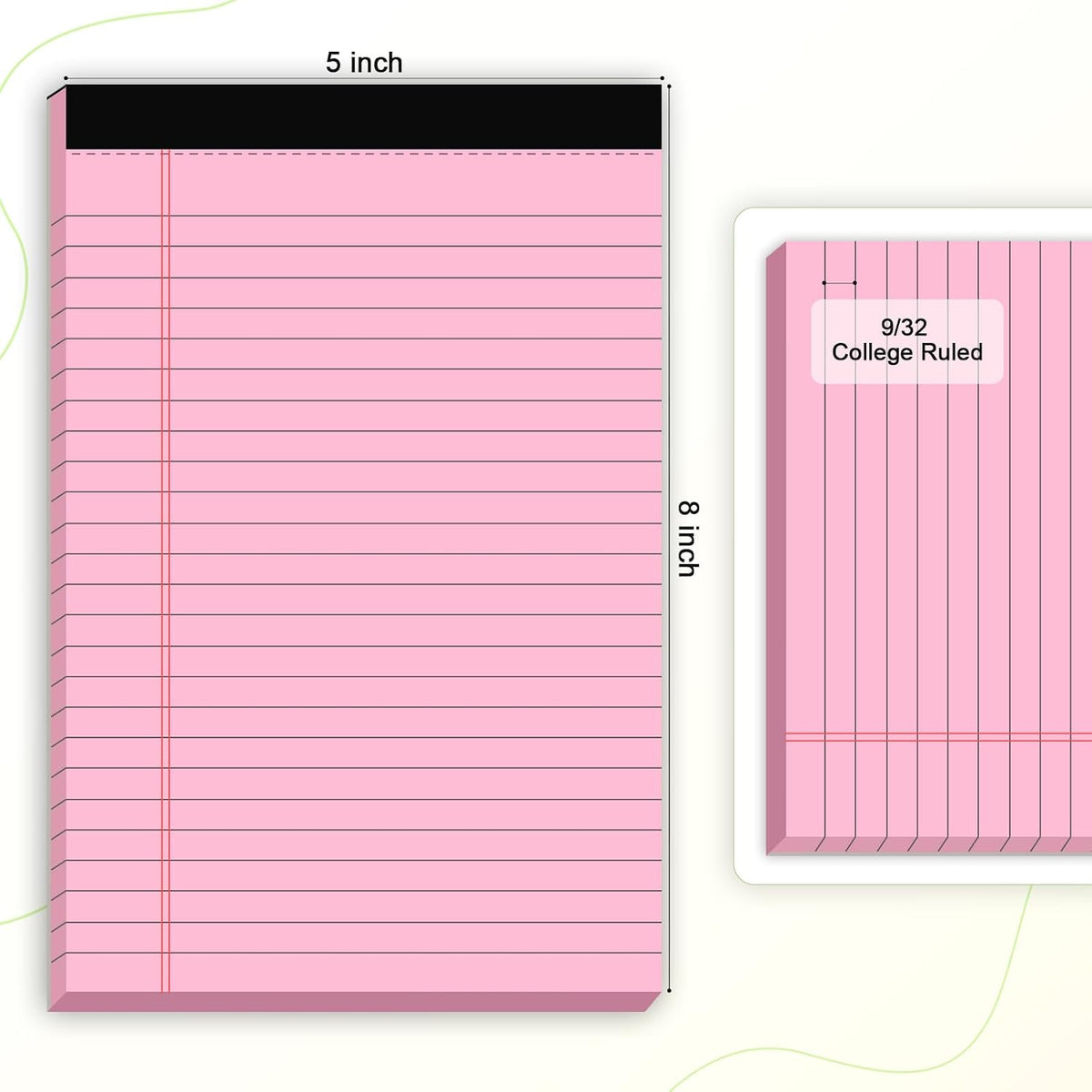 AILZFEI 12pcs Small Legal Pads 5x8 Colored Note Pads Paper College Ruled Notepad Clear