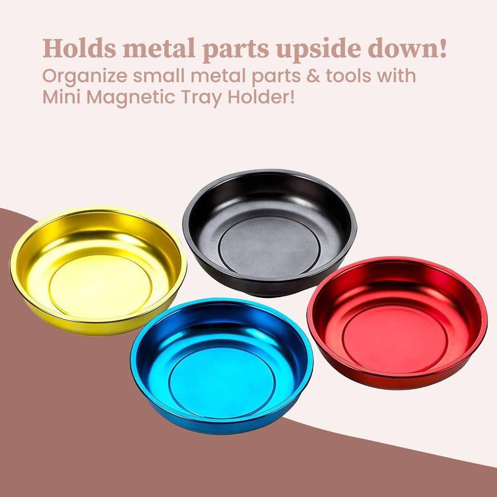 Magnetic Parts Trays, 4-Pack Multicolor Mini Tool and Hardware Holders for Nuts, Bolts