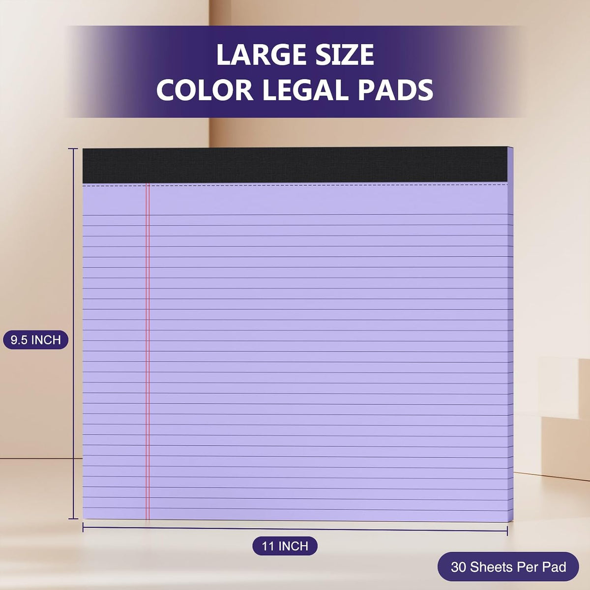 5 Pack Note Pads 11" x 9.5" Legal Pads College Ruled Notepads Colored Writing Pads