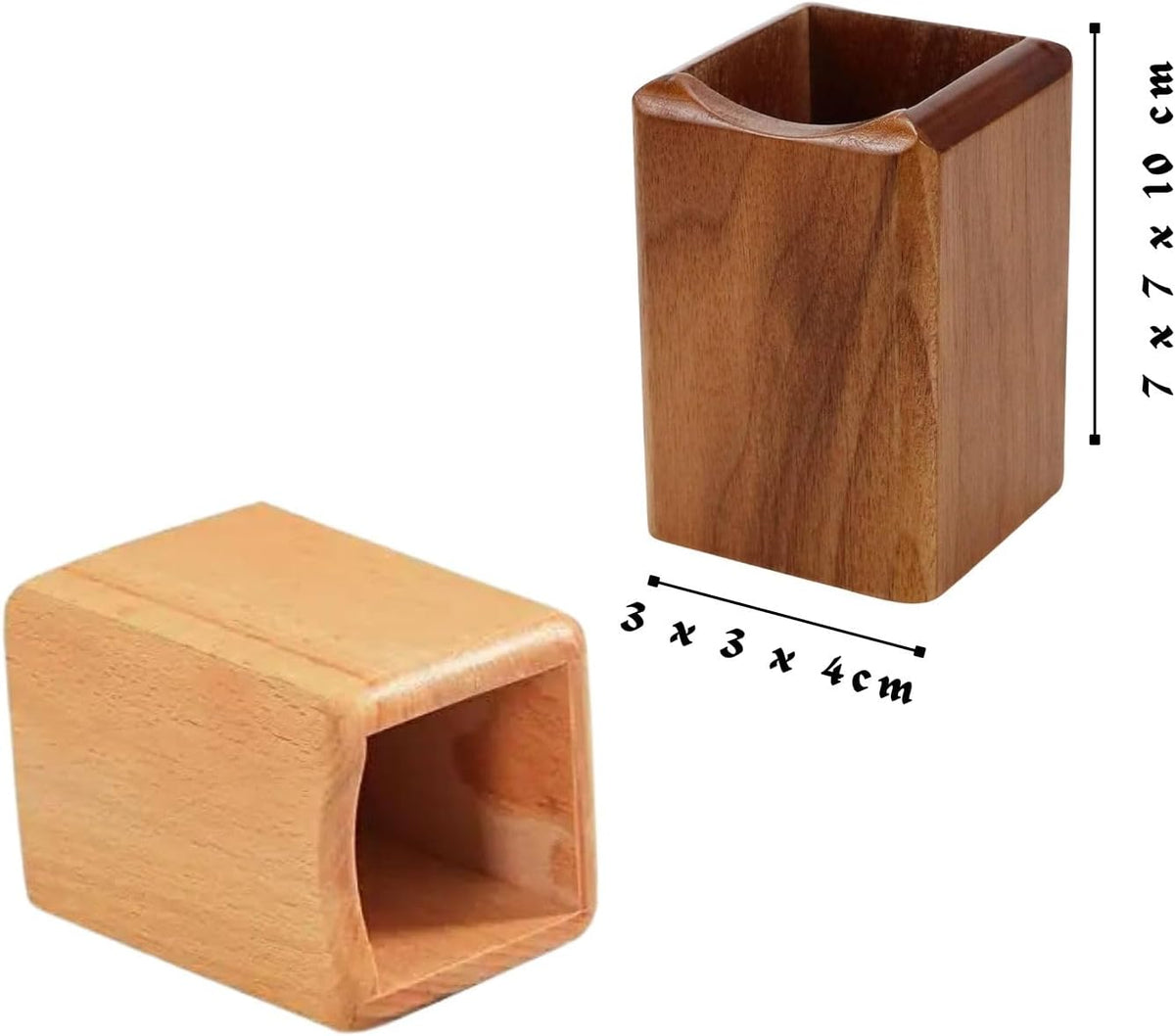 Wood Pen & Pencil Holder for Desk, 2 Pack – Brush Caddy (2 Pack Walnut Color)