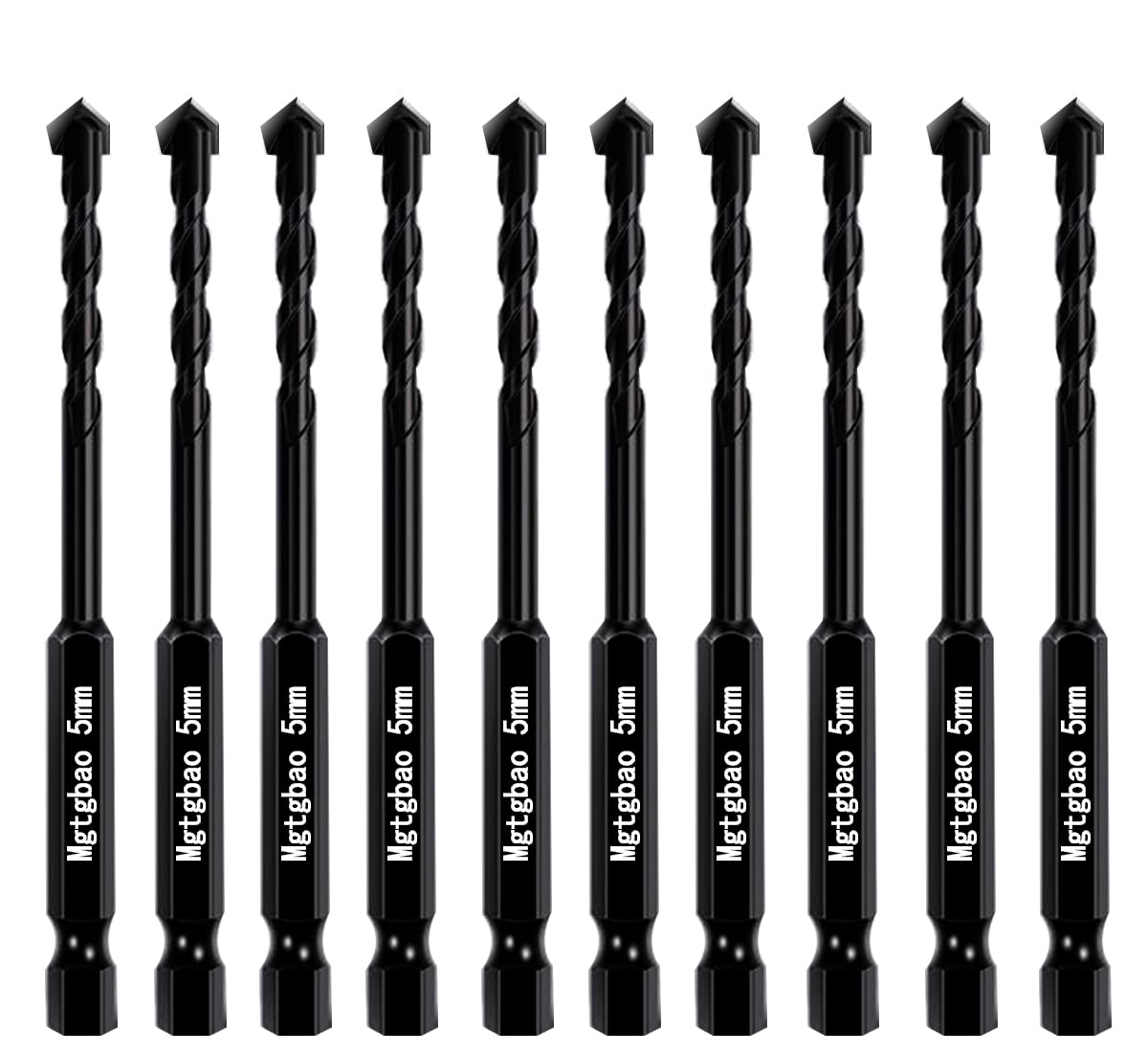 10PC 5MM Black Concrete Drill Bit Set, Mgtgbao Masonry Drill Bits for Tile,Brick