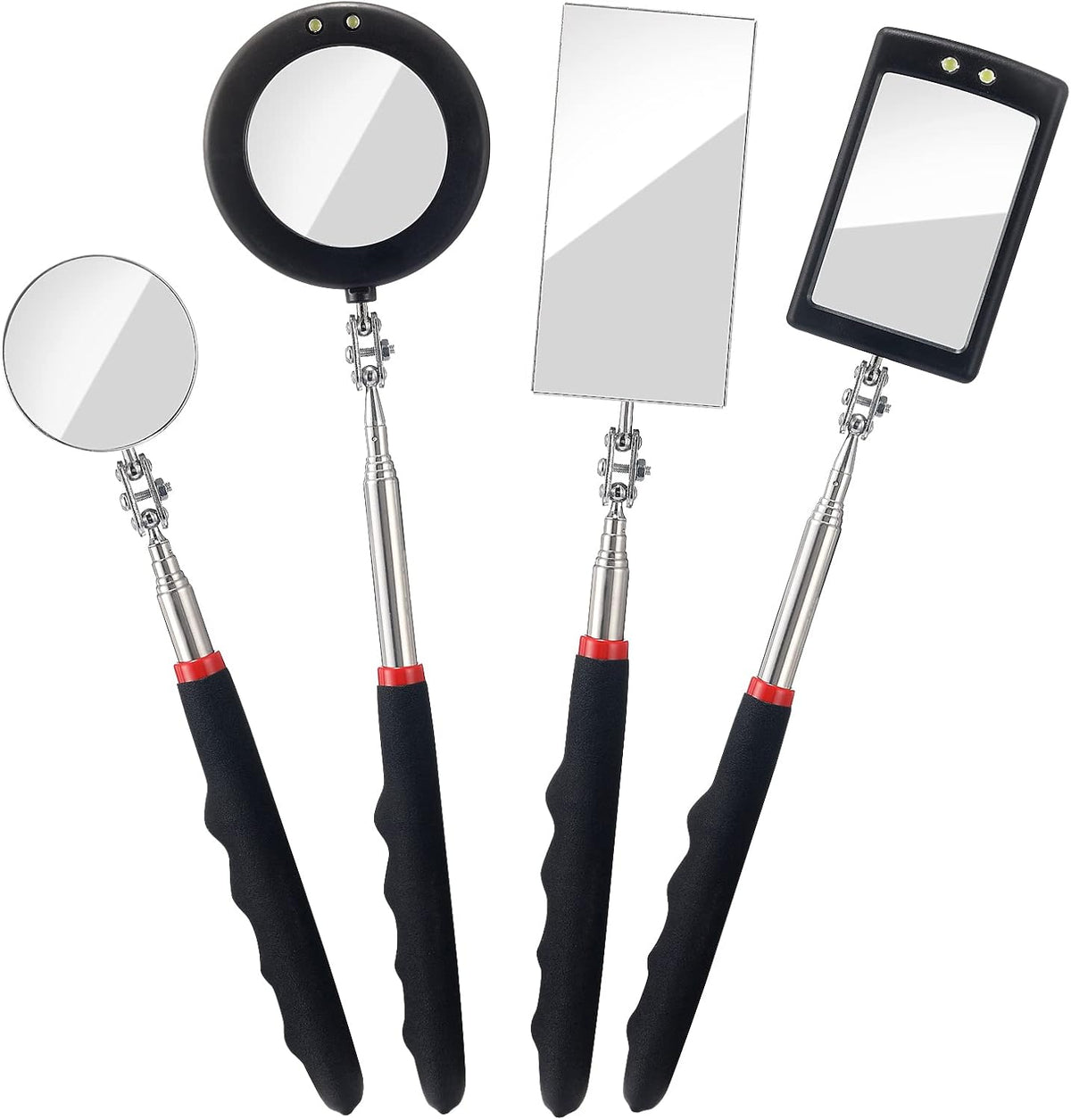 4PCS Telescoping Inspection Mirror LED Lighted Inspection Mirror