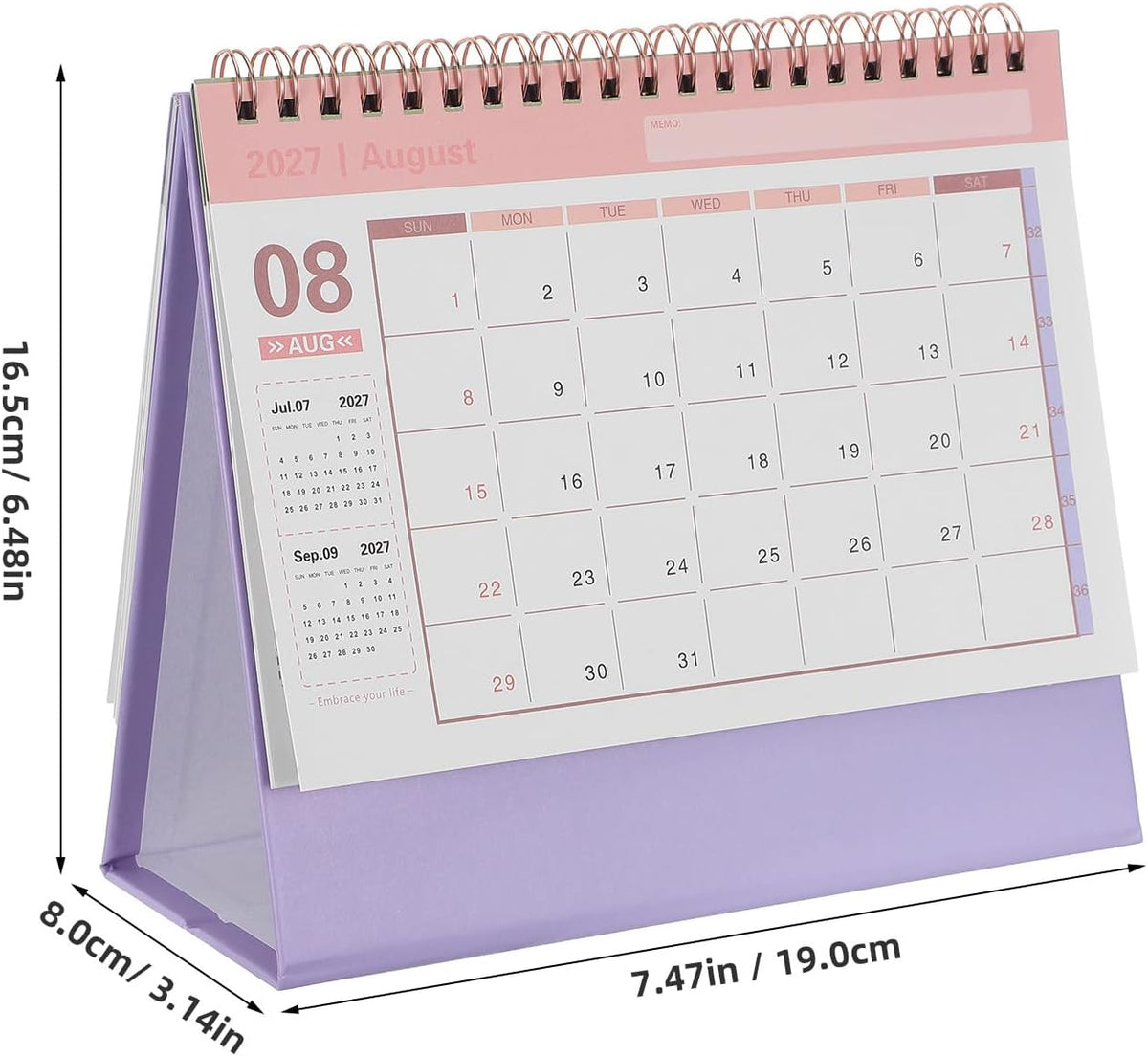 NUOBESTY Monthly Desk Calendar 2026-2027 Standing Flip Daily Calendar