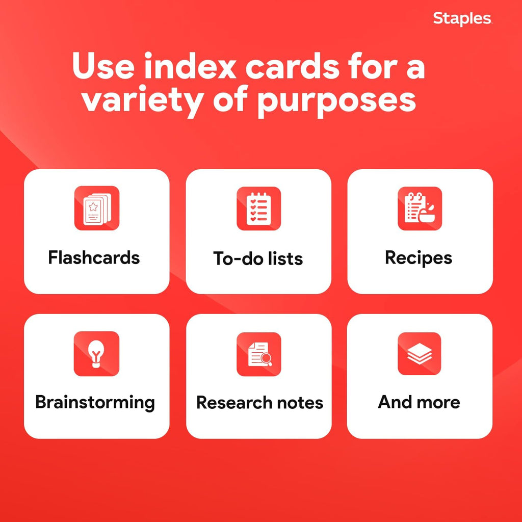 Staples Index Cards, 4x6 Inch, Blank, White, Acid-Free, 500-Pack