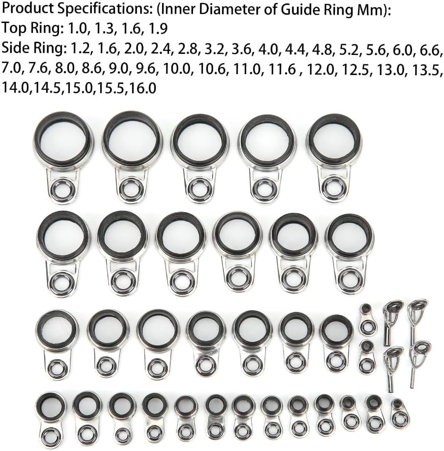 Rod Repair Kit - Stainless Steel & Ceramic Guide Rings for Surf Casting Rods | Top Tip &