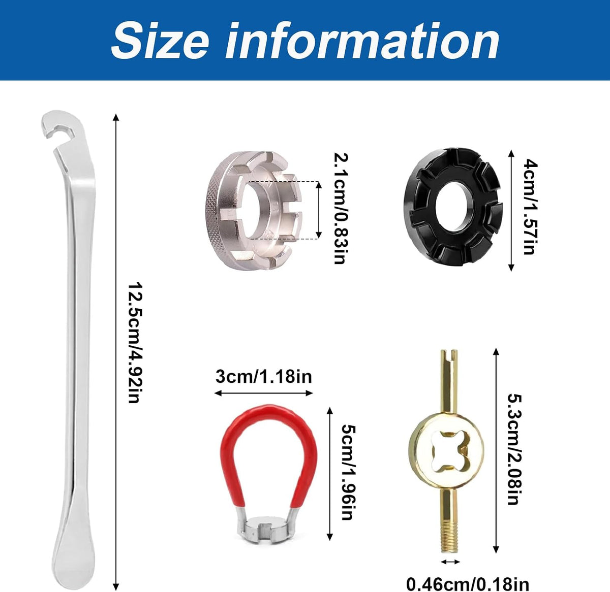 9 Pcs Bike Repair Tool Kit, Steel Spoke Wrench Set with Rubber Grip