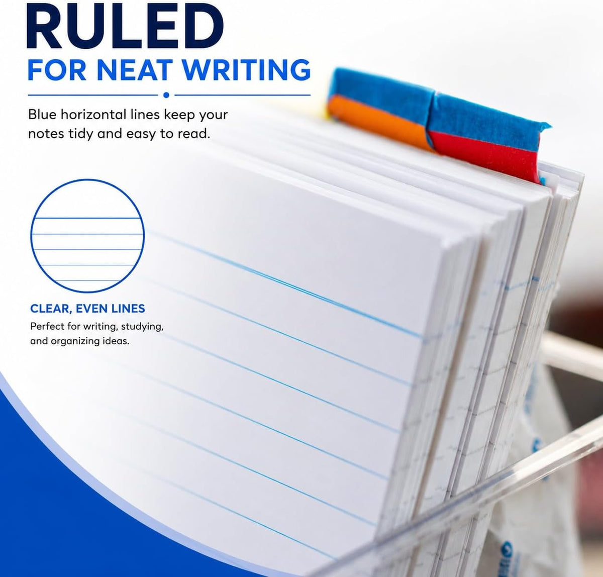 1InTheOffice Index Cards 3x5, Ruled Lined Flashcards Notecards, Study Cards
