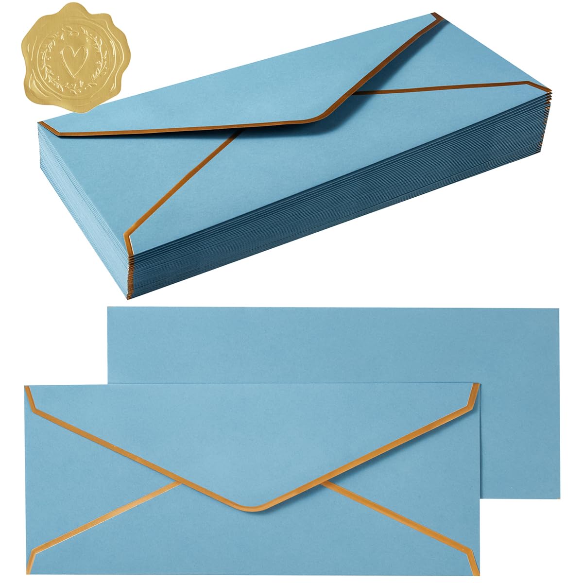 50 Pack #10 Business Envelopes, Light Blue, 4 1/8 x 9 1/2 Inches