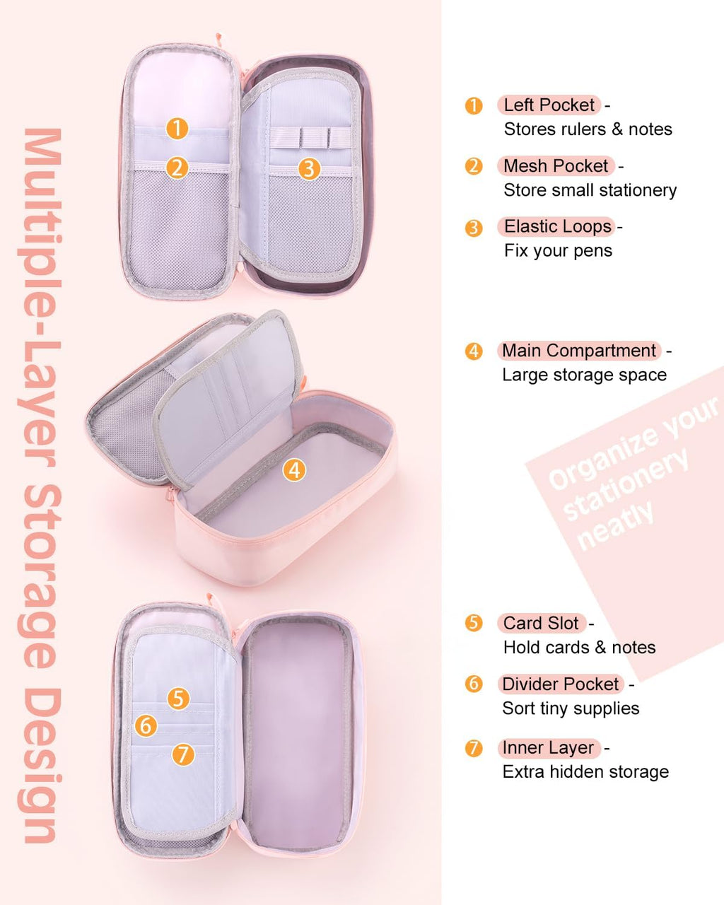 CICIMELON Durable Pencil Case Big Storage Pen Pouch Bag for School Supplies Office