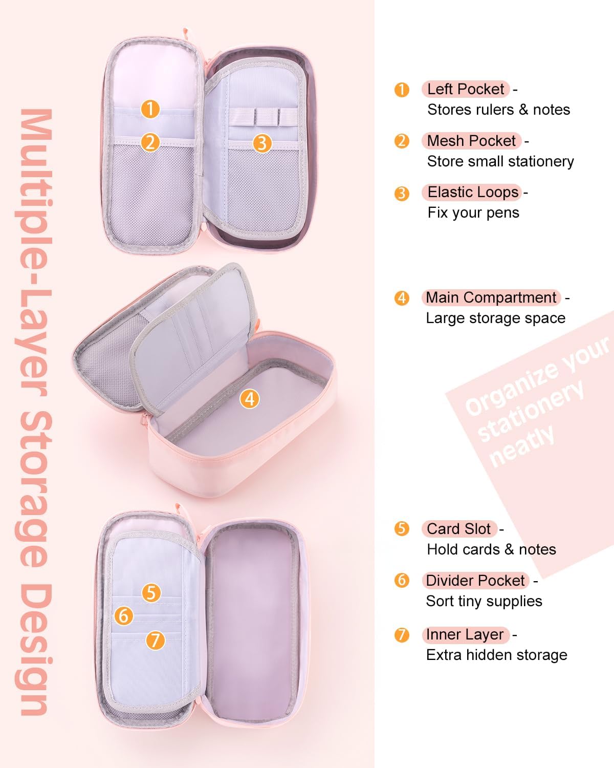 CICIMELON Durable Pencil Case Big Storage Pen Pouch Bag for School Supplies Office