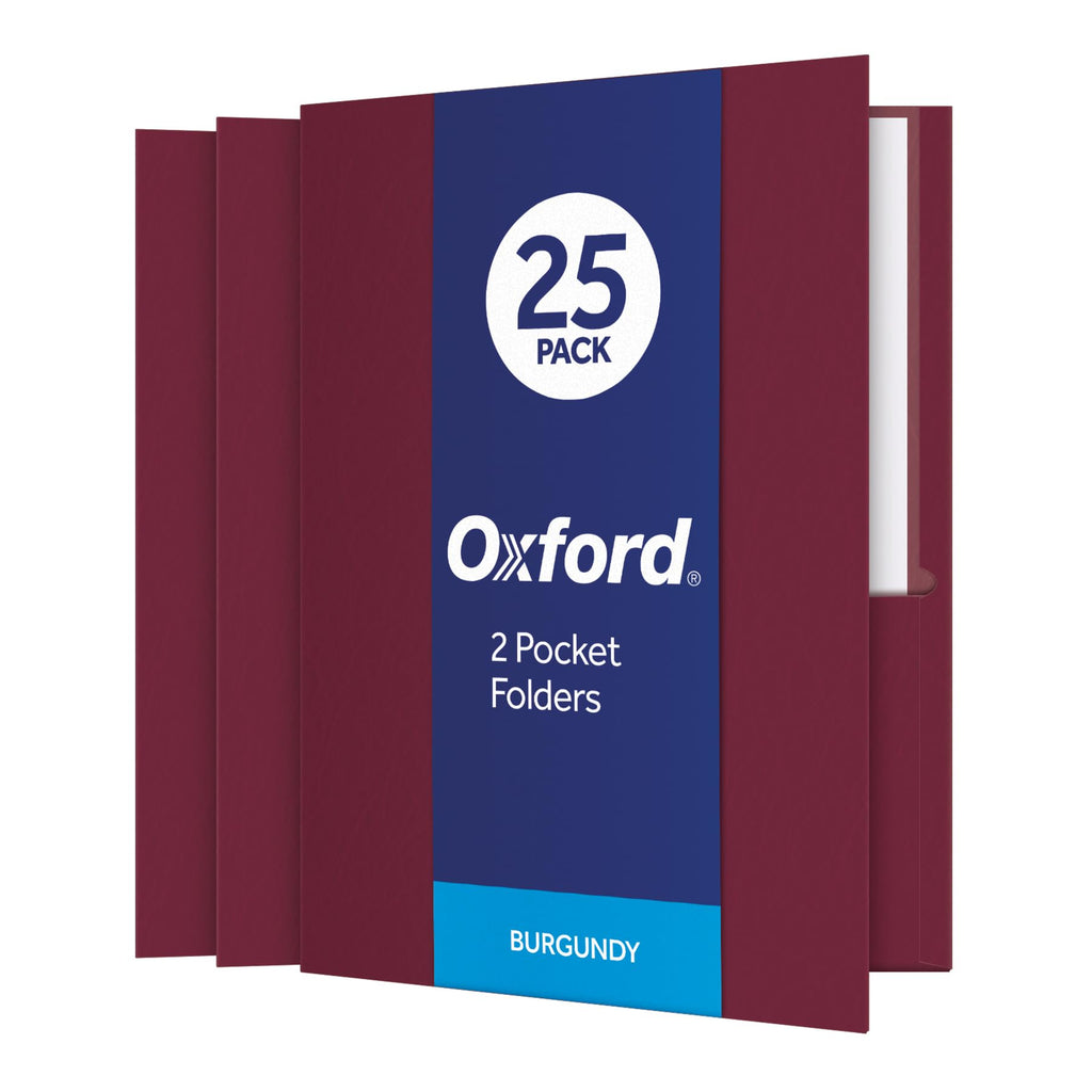 Oxford Twin-Pocket Folders, Textured Paper, Letter Size, Dark Blue, Holds 100 Sheets