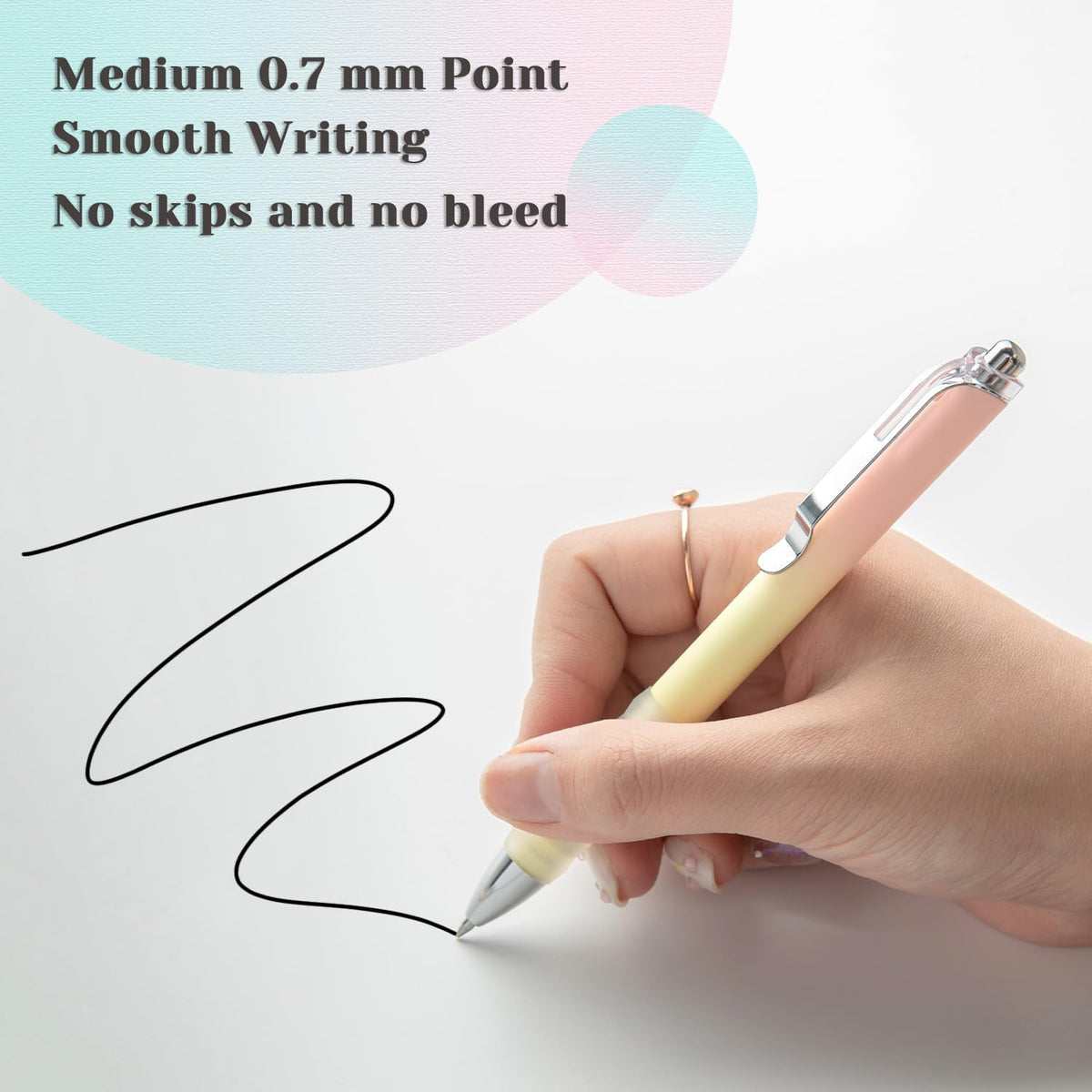 Aisibeiger Gel Pens Fine Point 0.7mm Black Ink Gel Pen Retractable Cute Pens for Smooth