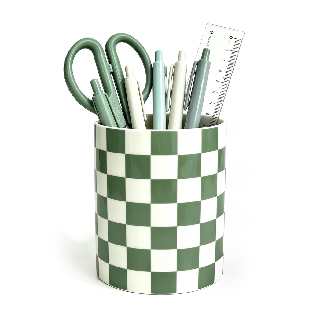 Ceramic Pen Holder for Desk, Sage Green