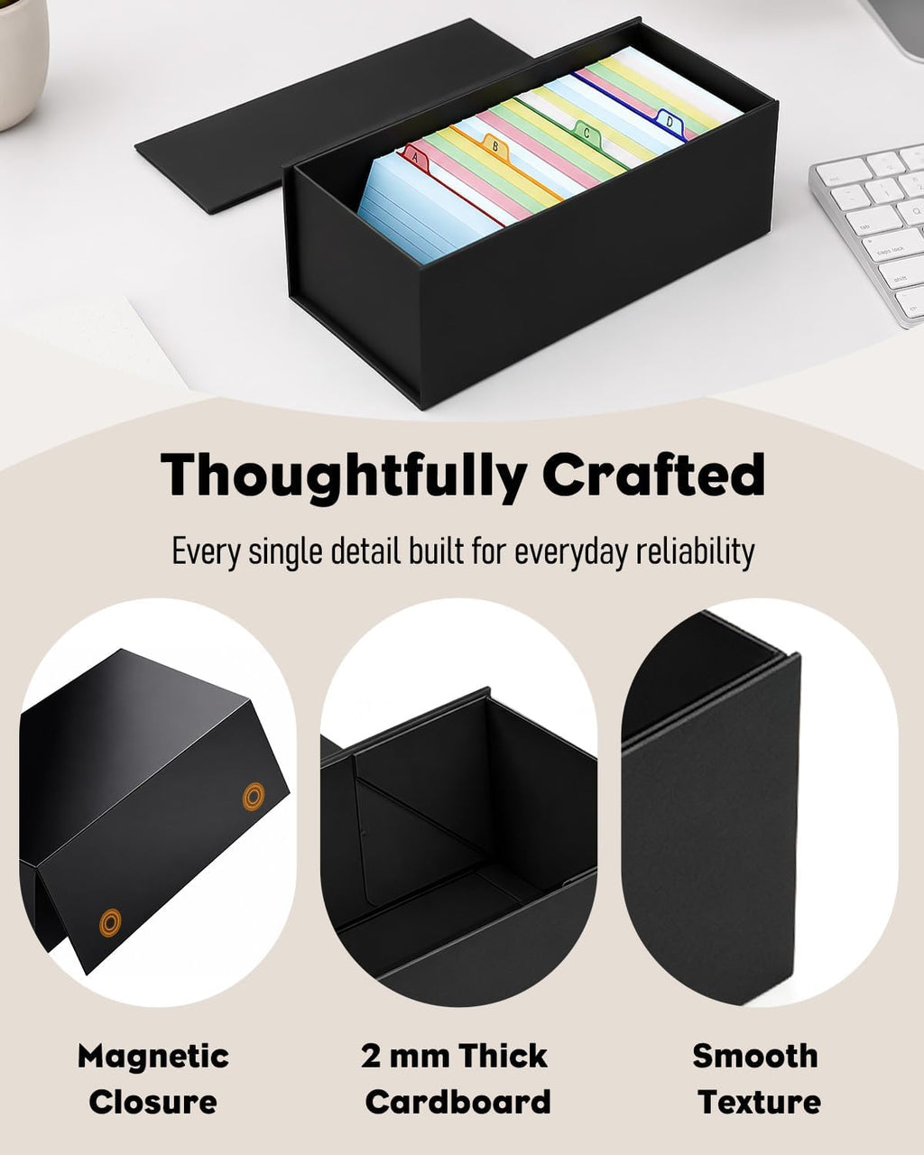 Uniclife 3x5 Index Card Holder with A-Z Tab Dividers, 1500 Card Capacity