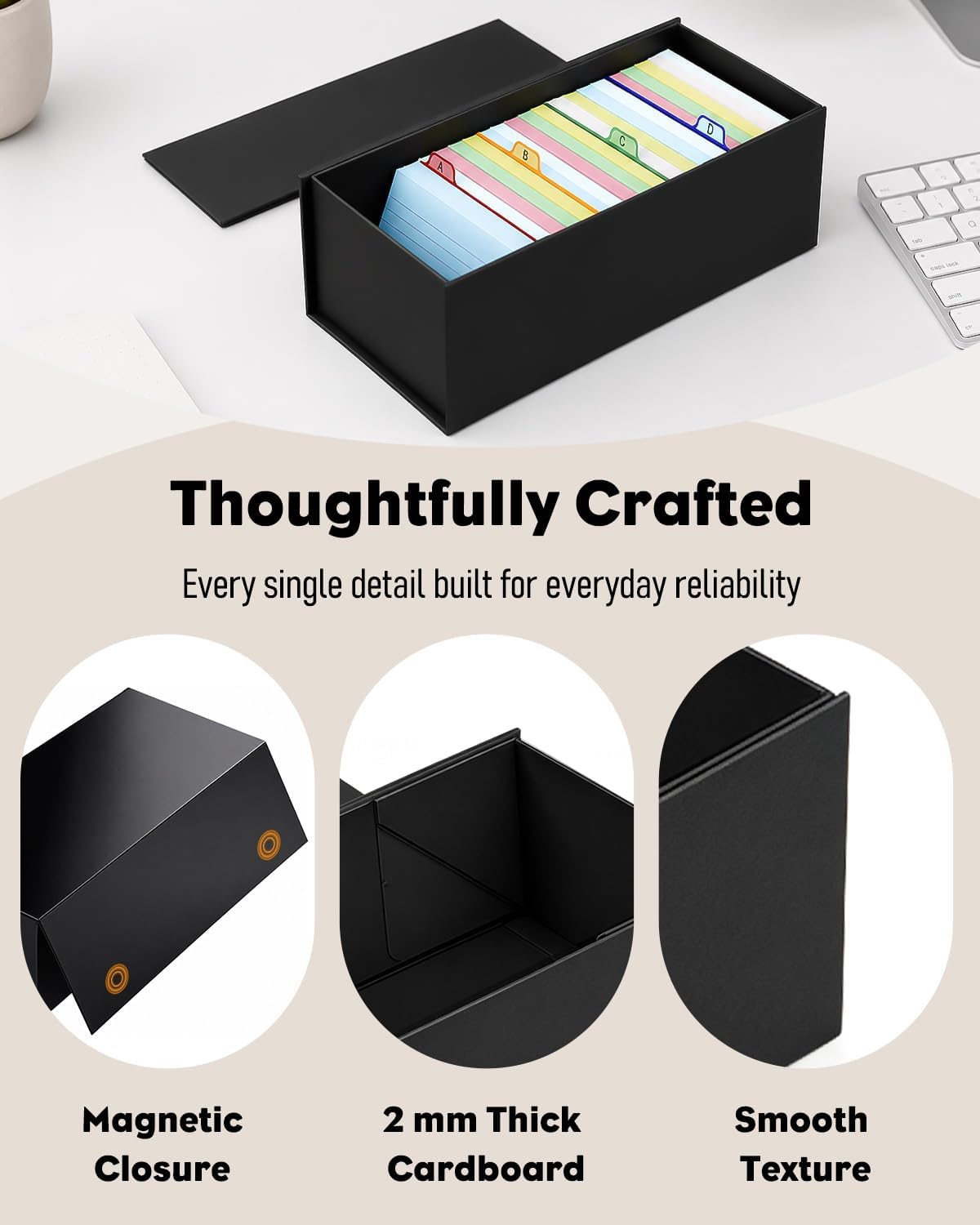 Uniclife 3x5 Index Card Holder with A-Z Tab Dividers, 1500 Card Capacity