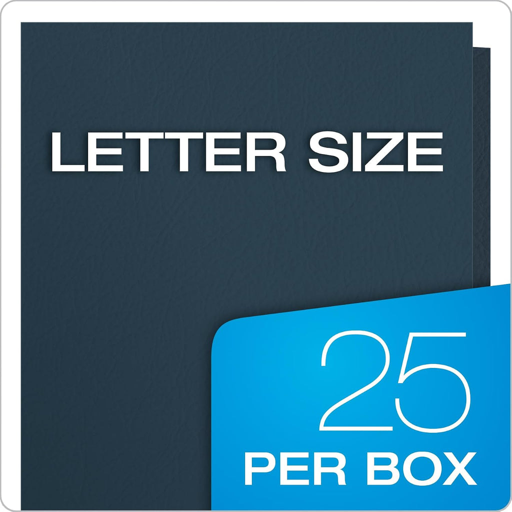 Oxford Twin-Pocket Folders, Textured Paper, Letter Size, Dark Blue, Holds 100 Sheets