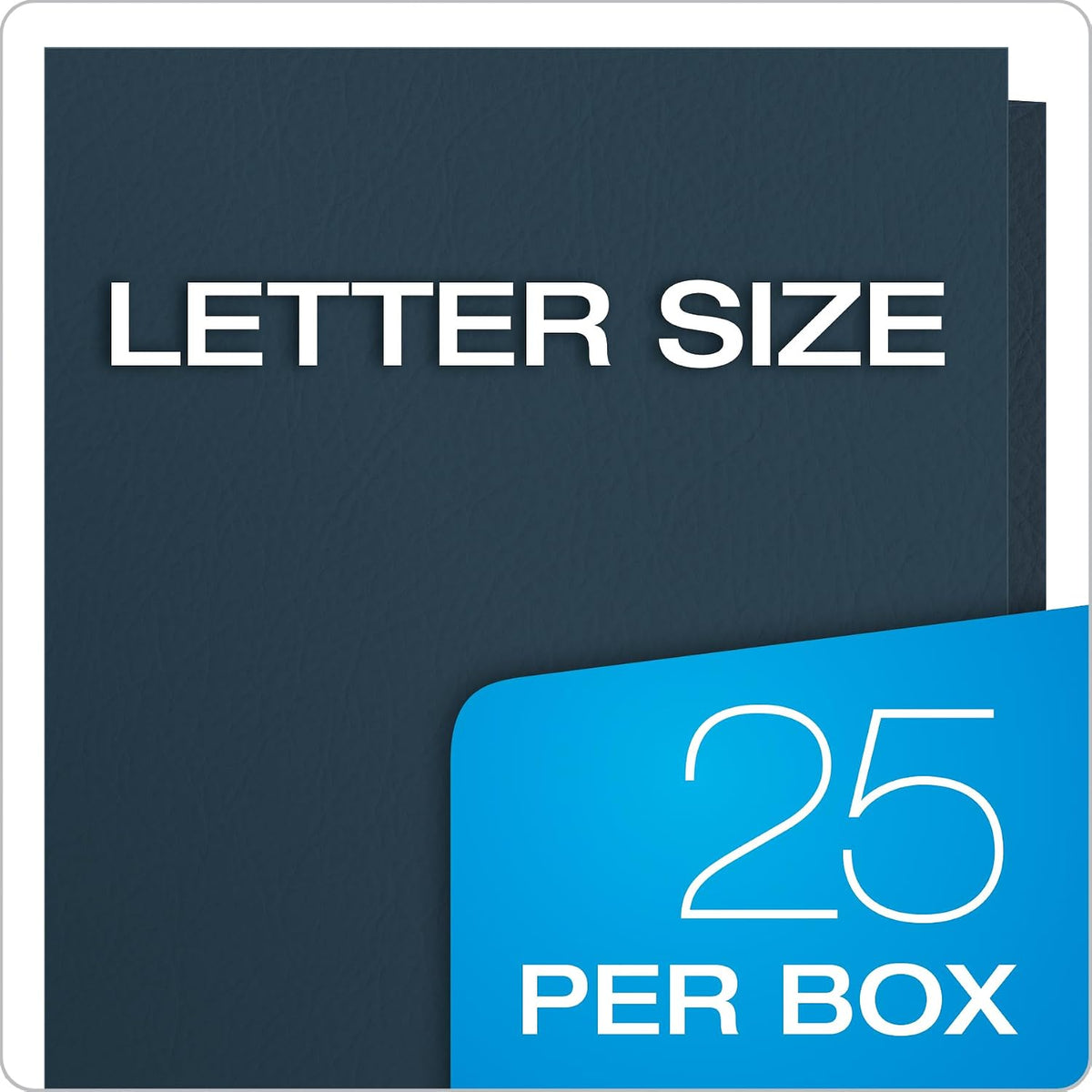 Oxford Twin-Pocket Folders, Textured Paper, Letter Size, Dark Blue, Holds 100 Sheets