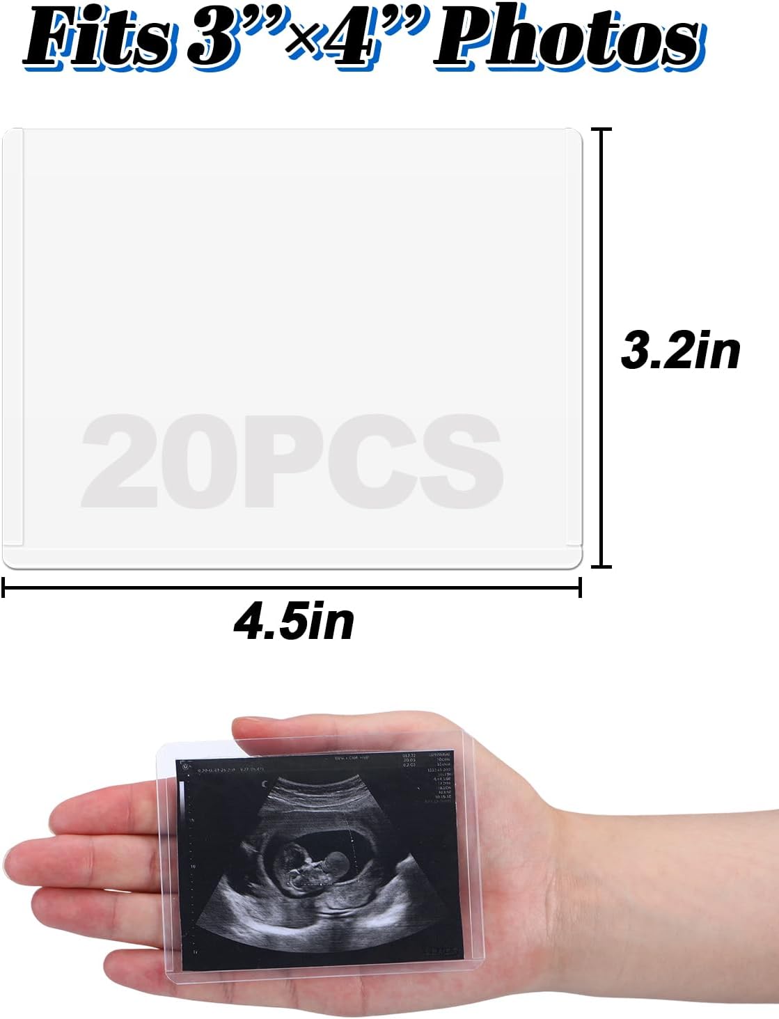 Easy-Slide Photocard Sleeves Photo Protector for 3x4in Ultrasound Pictures