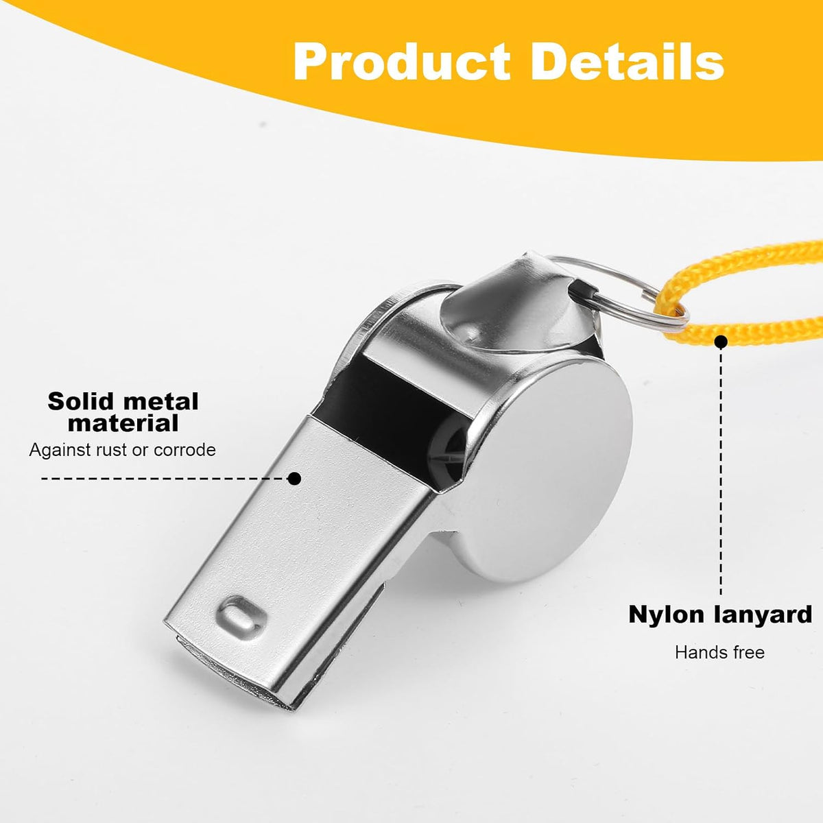 48PCS Stainless Steel Sports Whistles with Black Lanyard – Loud Crisp Sound Whistles Bulk