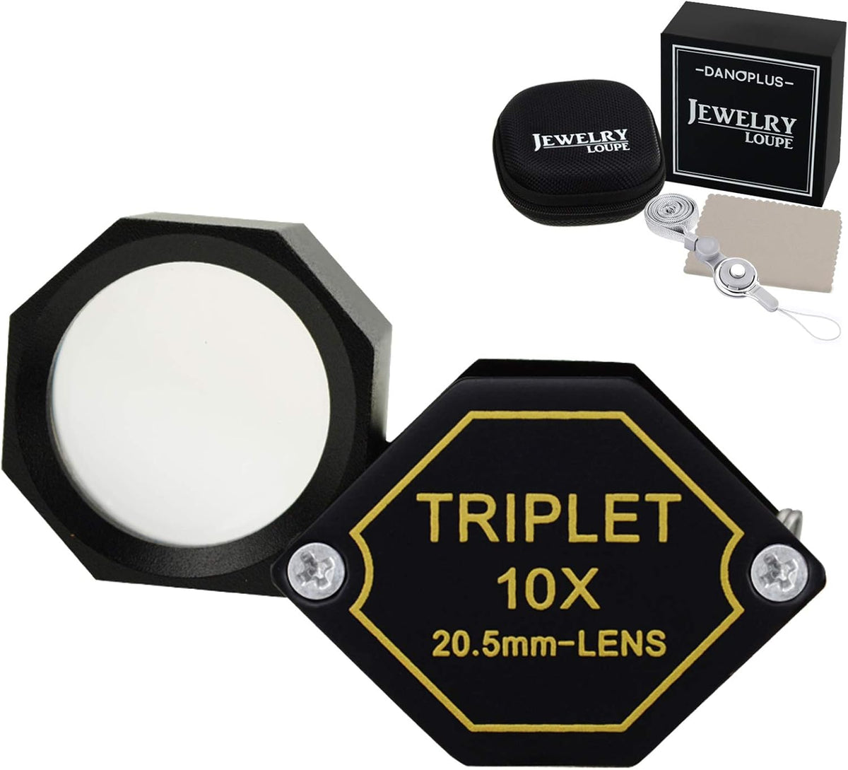 10x Magnifier Jewelry Loupe 20.5mm Triplet Lens Optical Glass Pocket Gem Magnifying Tool