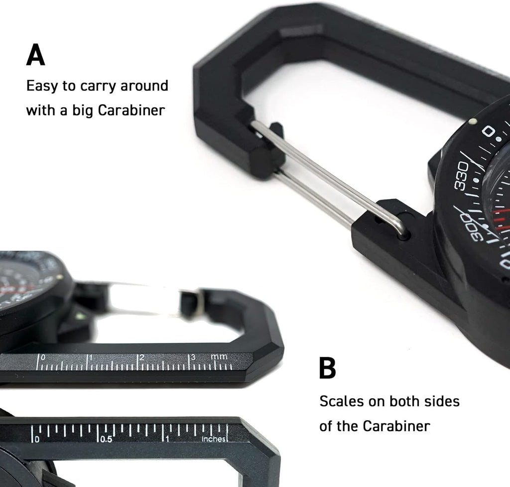 Polaris Tough Clip on Compass 60M Waterproof with Rotating Bezel Water Resistant for