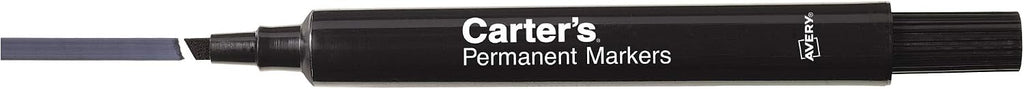Carter's Permanent Markers, Chisel Tip, Large Desk-Style Size, 12 Black Markers (27178)