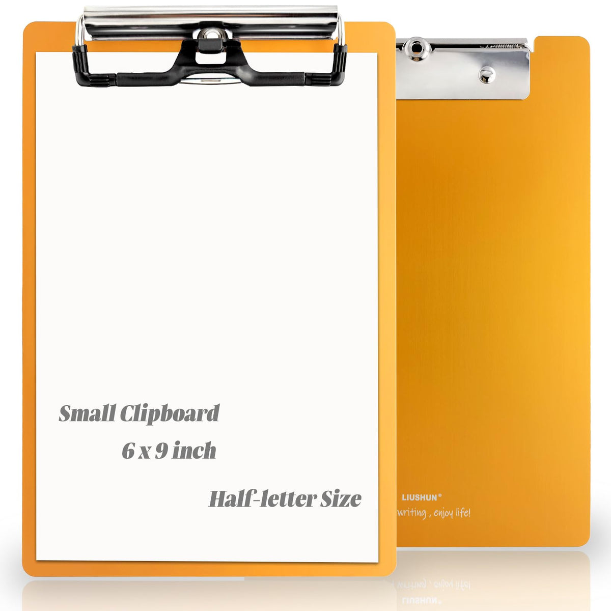 Small Aluminum Clipboard Metal A5 Memo Clip Boards w/Hangable Pen Holder