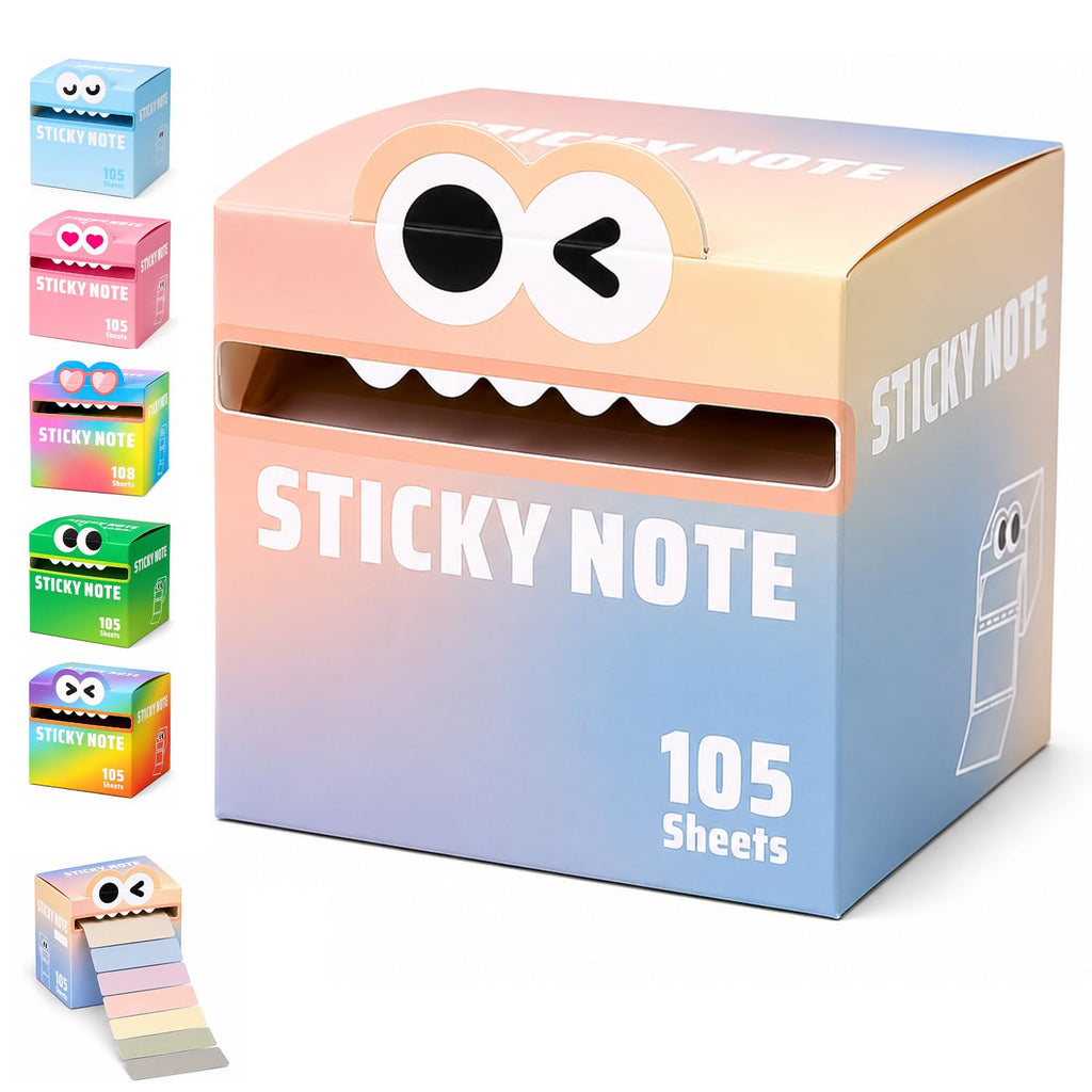 105 Sheets Transparent Pull-Out Sticky Notes, Cute Monster Pattern Sticky Note