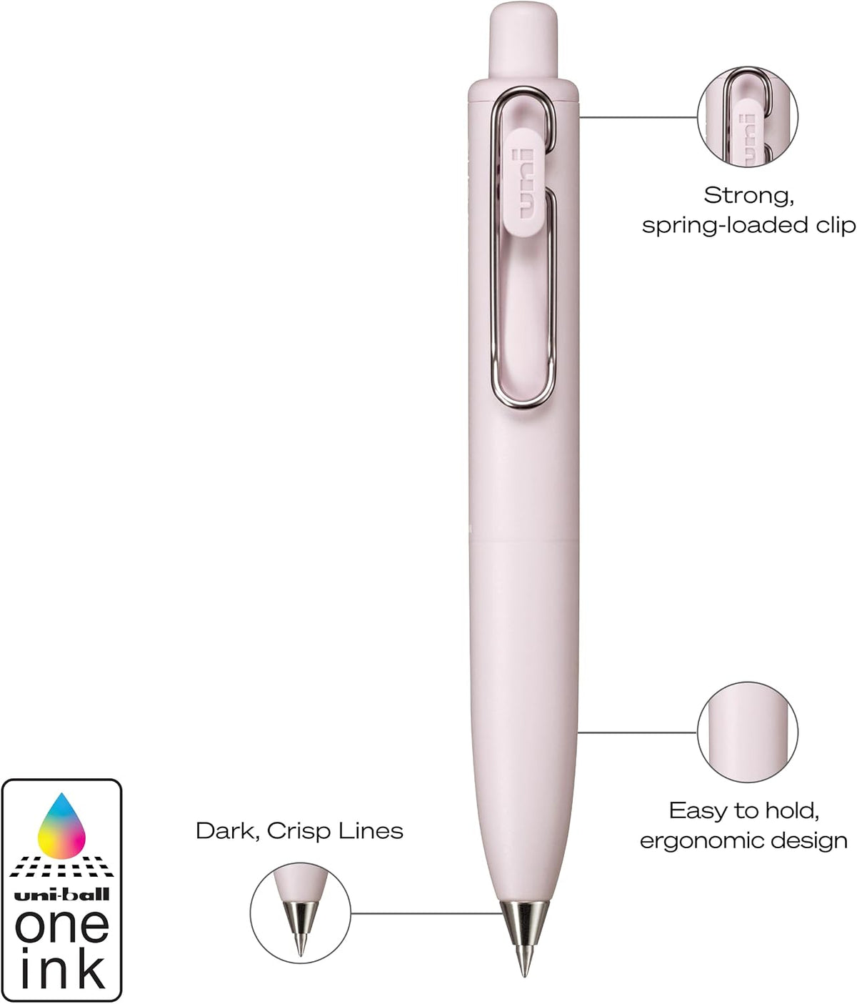uniball™ one P Gel Pens, 0.5mm, Grape, Peach & Soda, Black Ink, 3 Pack