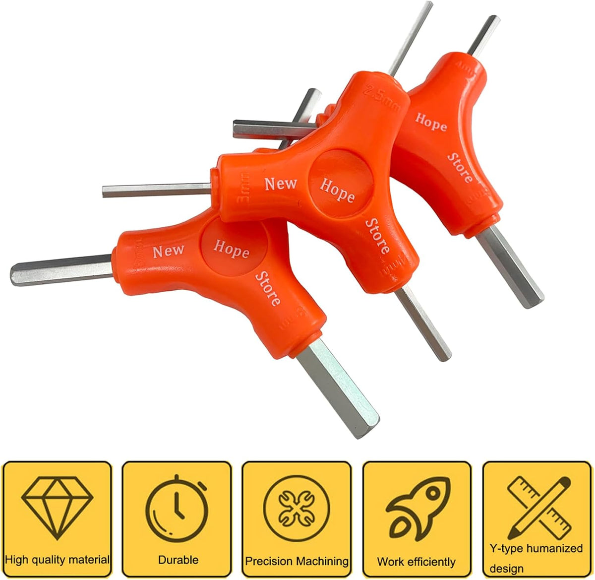 3-Way Bike Hex Wrench Set, Y Allen Wrench Tool 3pcs(2.5, 3, 4, 5, 6, 8mm)