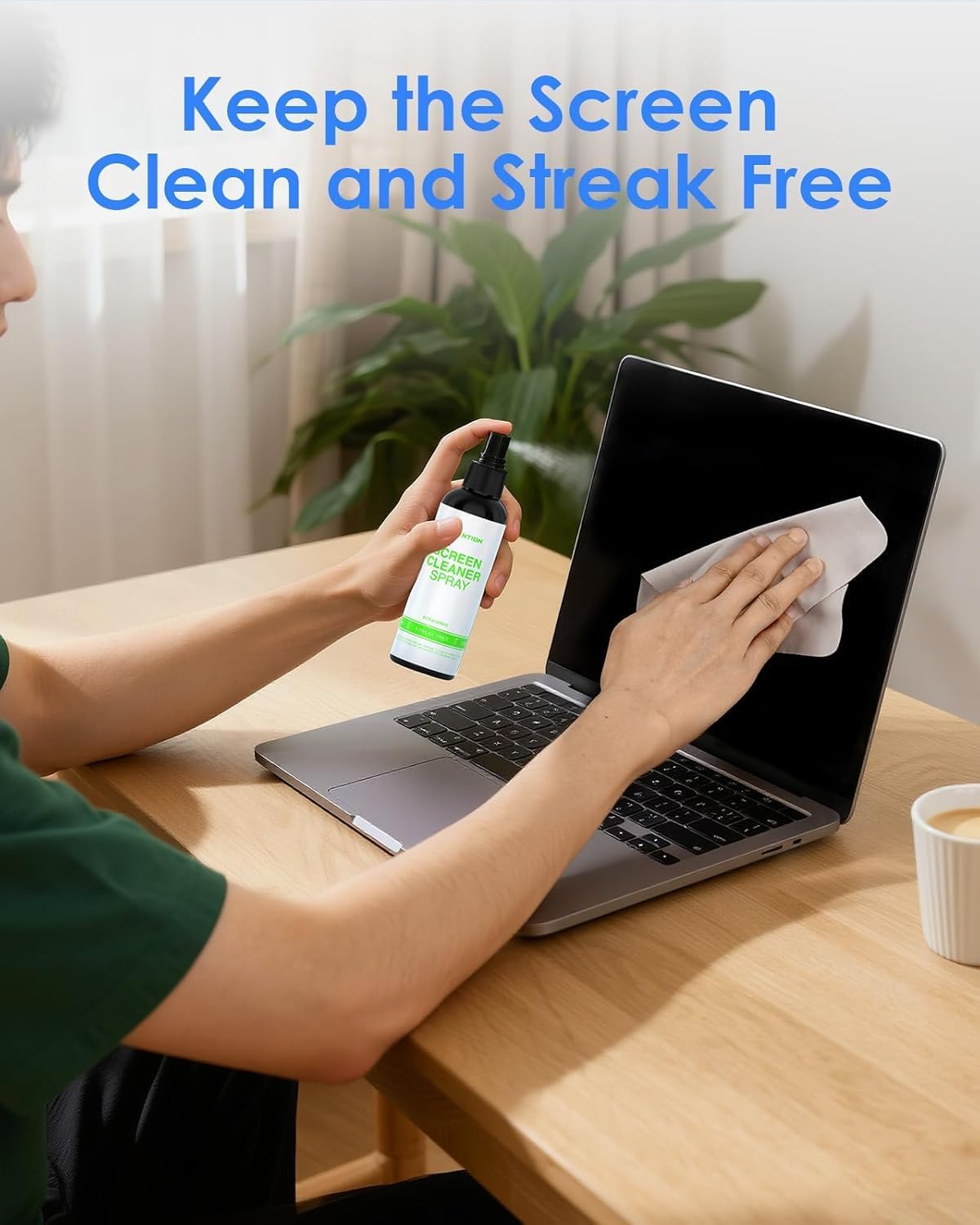 LENTION Screen Cleaner Spray Kit 6.7oz Bottle with Microfiber Cloth & Brush