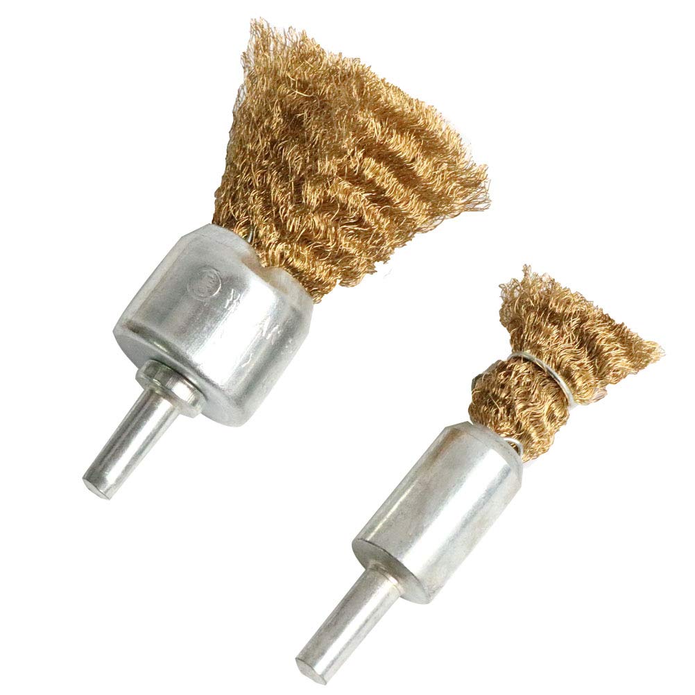 FPPO 5pcs Brass Wire Wheel Brush Kit for Drill,Crimped Cup Brush with 1/4-Inch Shank