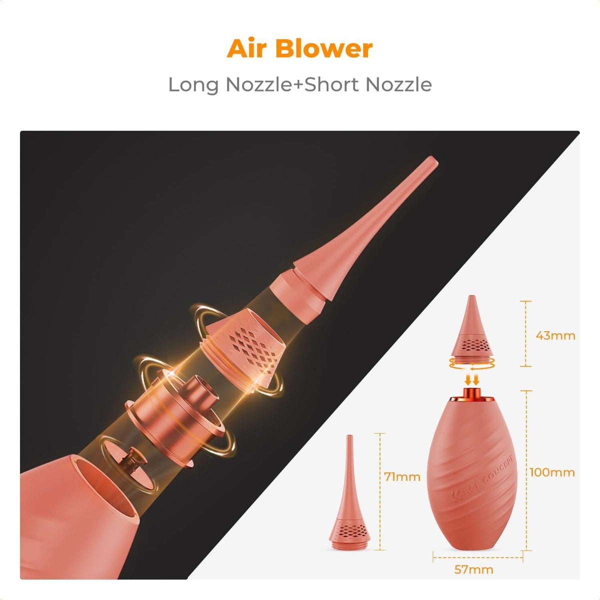 K&F CONCEPT Camera Air Blower, with Long Nozzle/Short Nozzle Switch Design